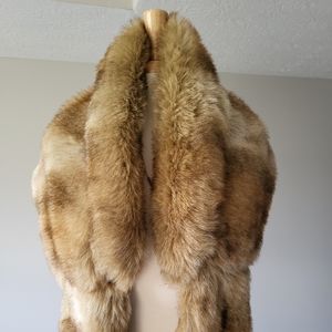 Light Golden Carmel Brown Faux Fur Multifunctional Shawl, Stoll, Scarf (O/S)